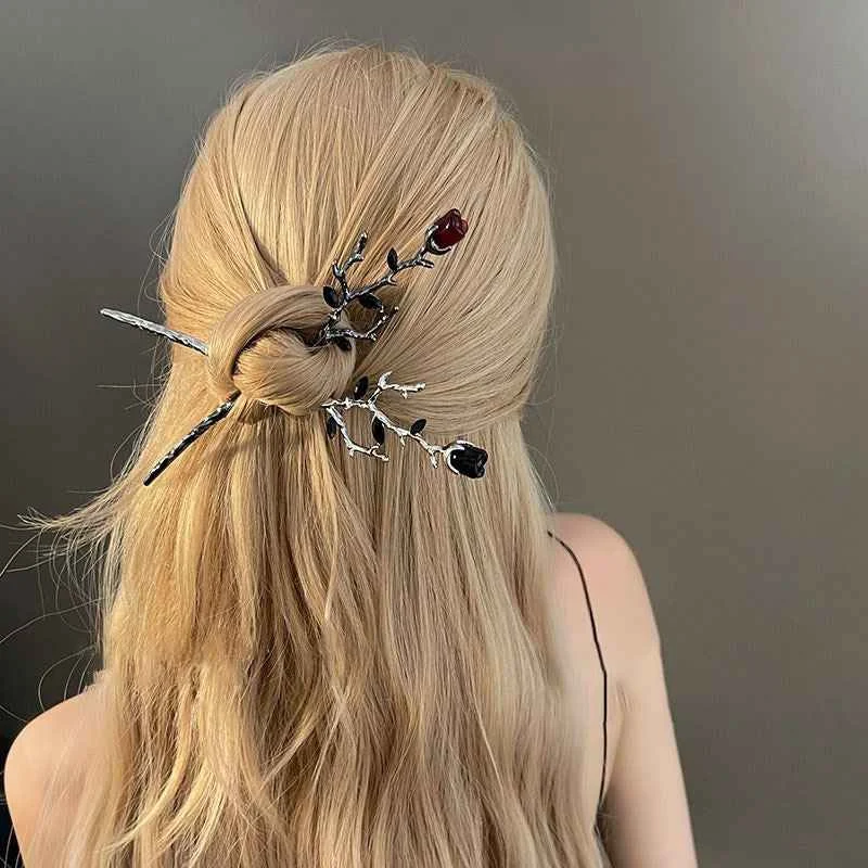 Niche Metal Rose Alloy Hairpin - Woolova