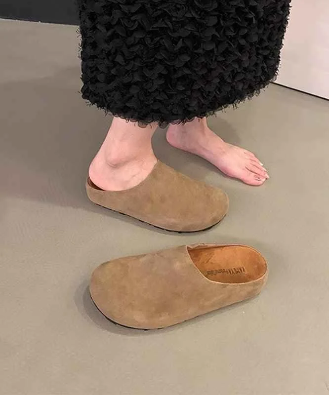 2025 Autumn Khaki Suede Platform Slide Sandals - Woolova