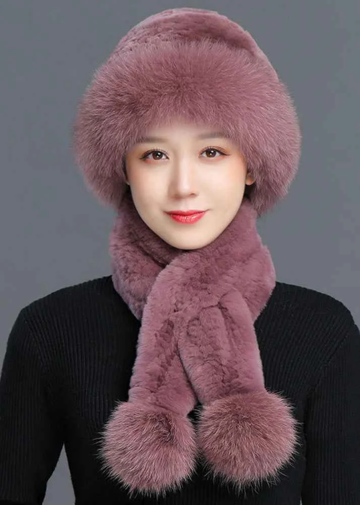 Beautiful Taro Purple Rabbit Hair Leather And Fur Cloche Hat - Woolova