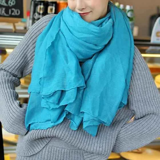 Blue female bib all-match long shawl all-match silk scarf - Woolova