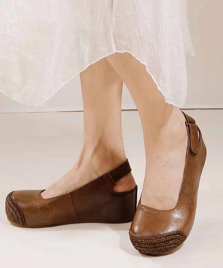 Casual Khaki Splicing Buckle Strap Wedge Sandals - Woolova