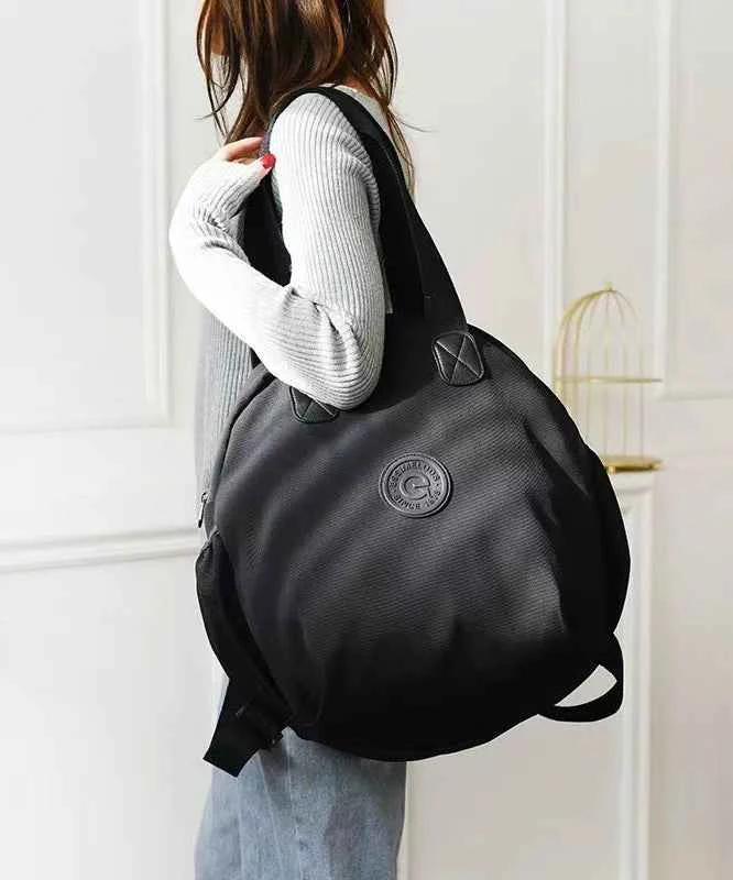 Casual Versatile Black Nylon Durable Tote Handbag - Woolova