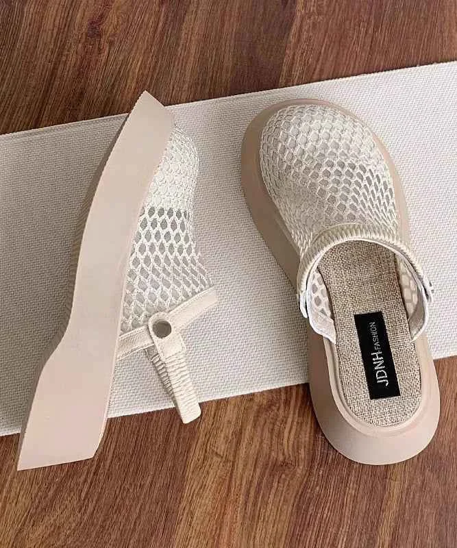 Comfy Platform Beige Breathable Mesh Slide Sandals - Woolova