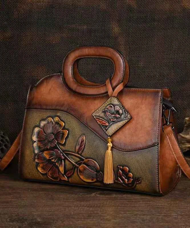 Ethnic Style Retro Camel Embossed Hand Held Crossbody Bag - Woolova