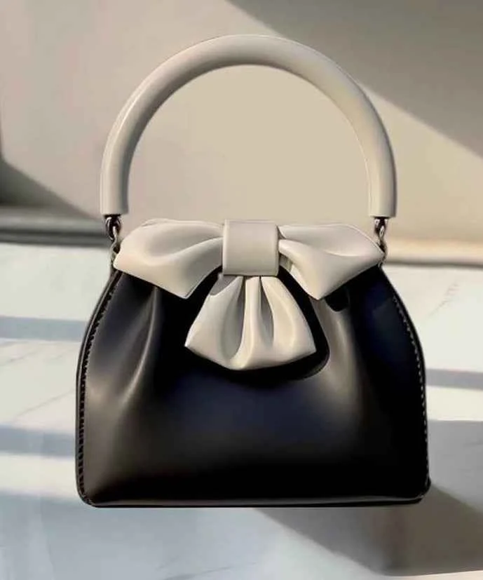Fashion Black Bow Patchwork Faux Leather Tote Handbag - Woolova