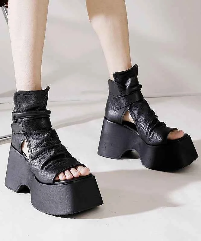 Fashion Black Sandals Platform Sandals - Woolova