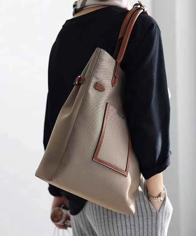 Fashion Khaki Large Capacity Satchel Bag Handbag - Woolova