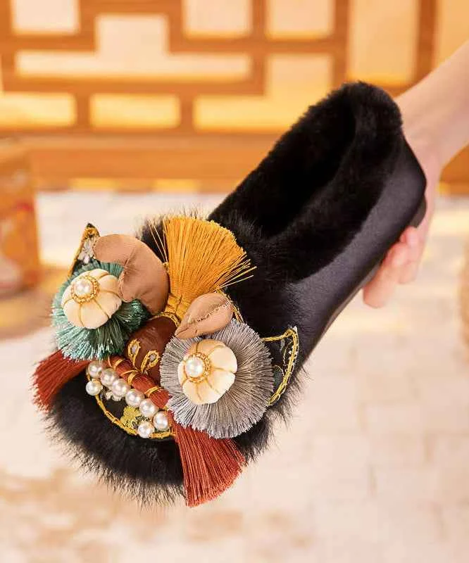 Handmade Cotton Embroidered Soft Soled Comfortable And Cute Tiger Head Shoes - Woolova