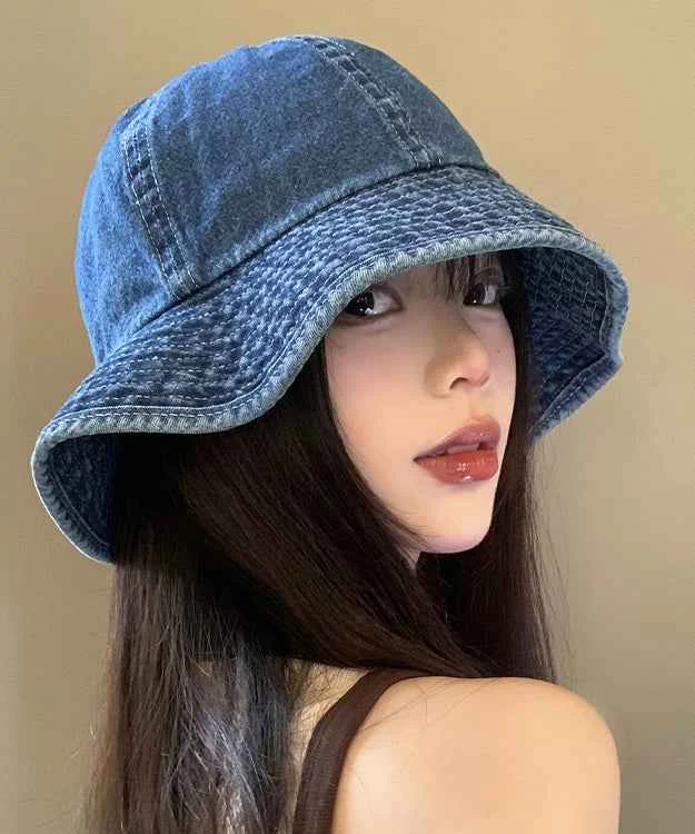 Japanese Style Versatile Deep Blue Denim Bucket Hat - Woolova