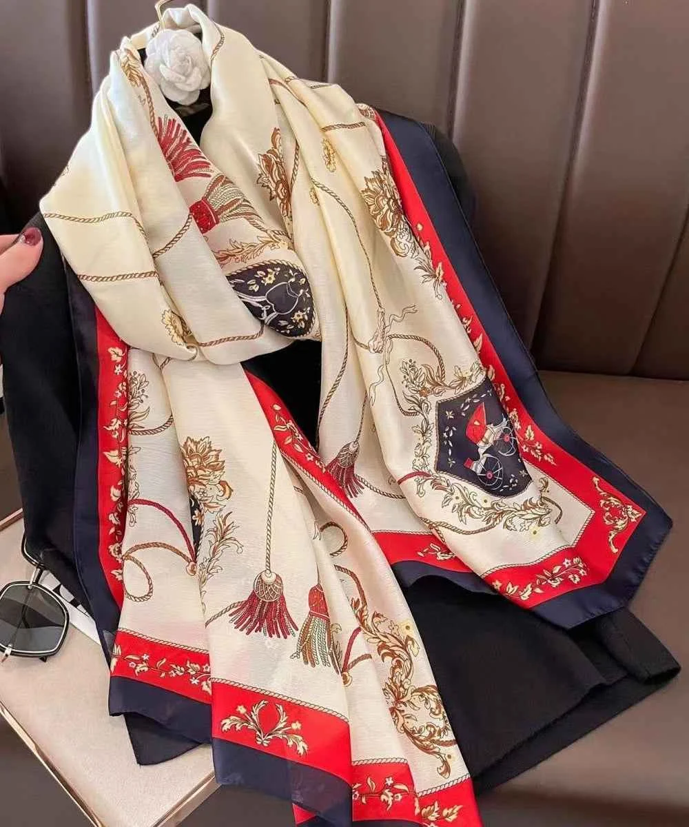 Korean Version Spring And Autumn Printed Silk Scarf - Woolova