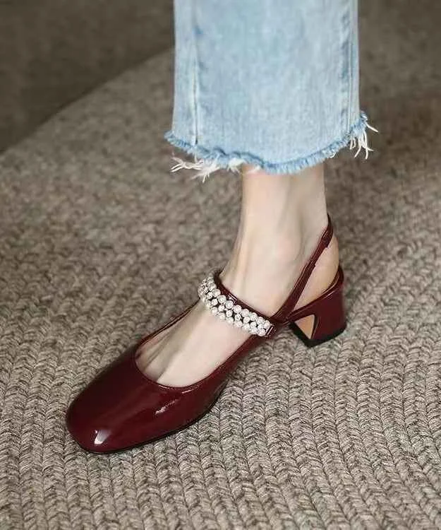 Mulberry Nail Bead Splicing French Chunky Sandals - Woolova