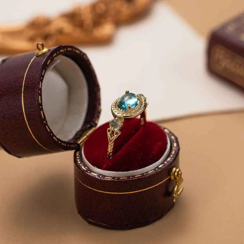 Retro Blue Stones Adjustable Rings - Woolova
