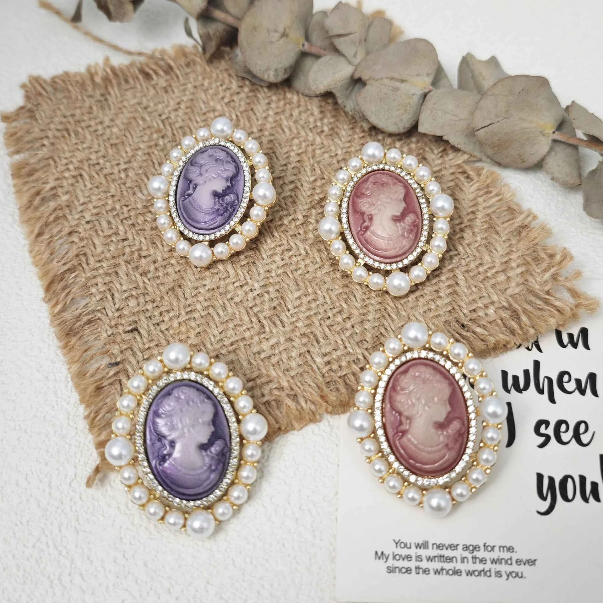 Exquisite Colorful Embossed Pearl Earrings - Woolova