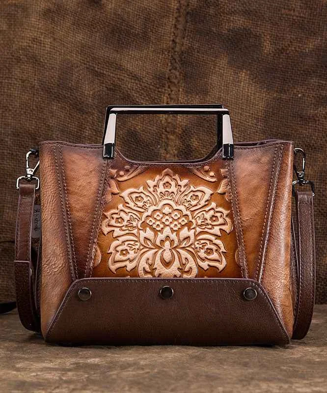 Original Design Black Jacquard Calf Leather Tote Handbag - Woolova