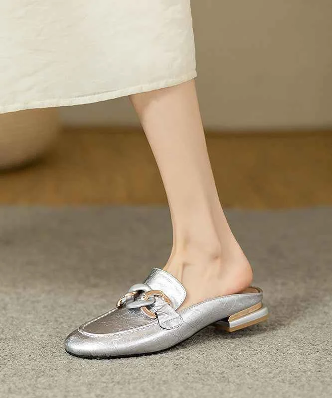 Soft Silk Splicing Sheepskin Slide Sandals - Woolova
