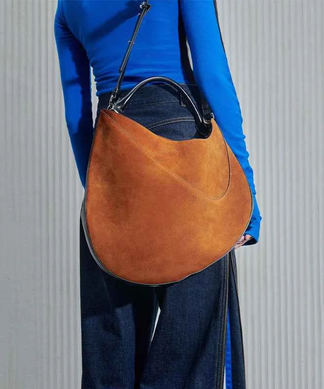 Stylish Brown Asymmetrical Large Capacity Suede Messenger Bag - Woolova