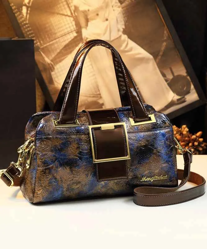 Vintage Gradient Color Jacquard Durable Faux Leather Tote Handbag - Woolova