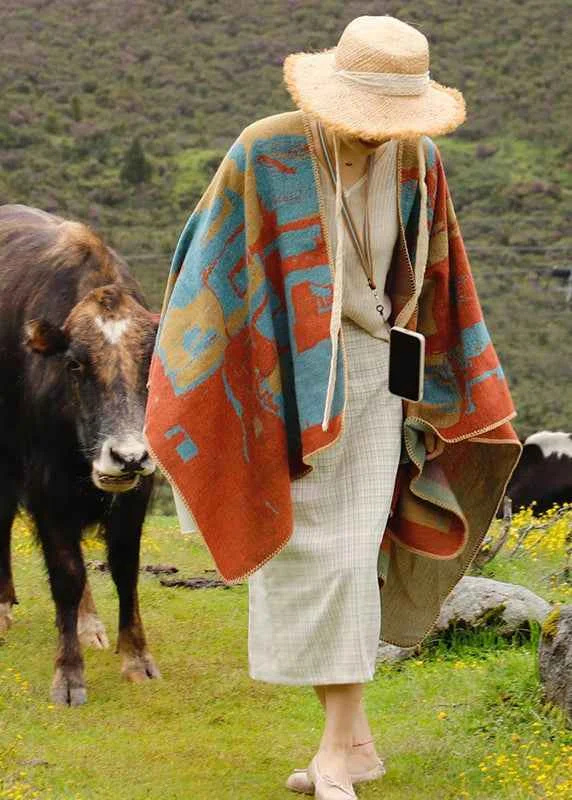 Wearing Ethnic Style Warm Shawl Faux Cashmere For Women - Woolova
