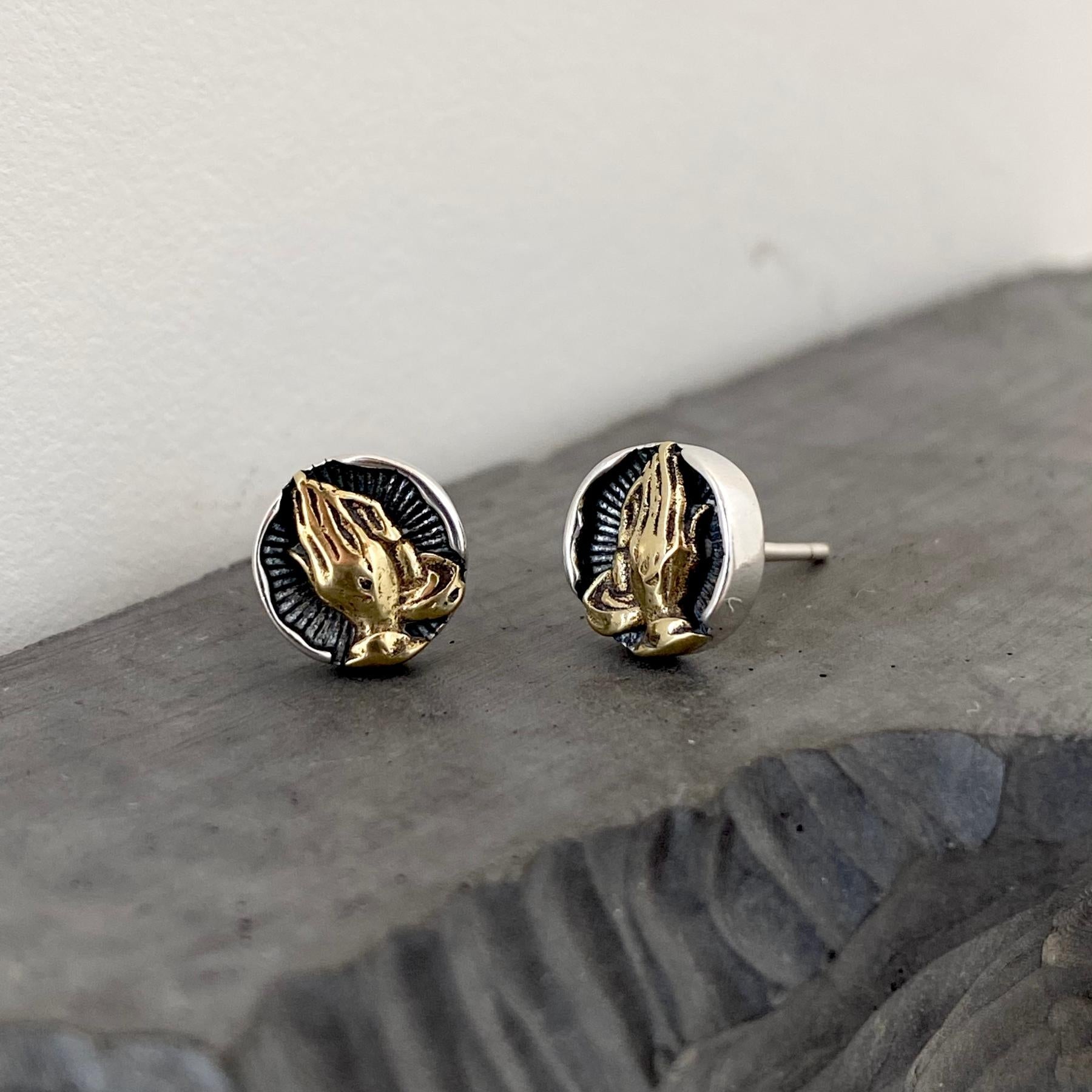 Praying Hands Stud Earrings-Woolova