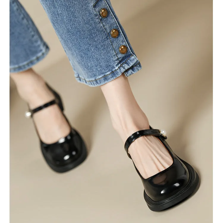 Chic French Style for Women Round-Toe Mary Janes Heels-Woolova