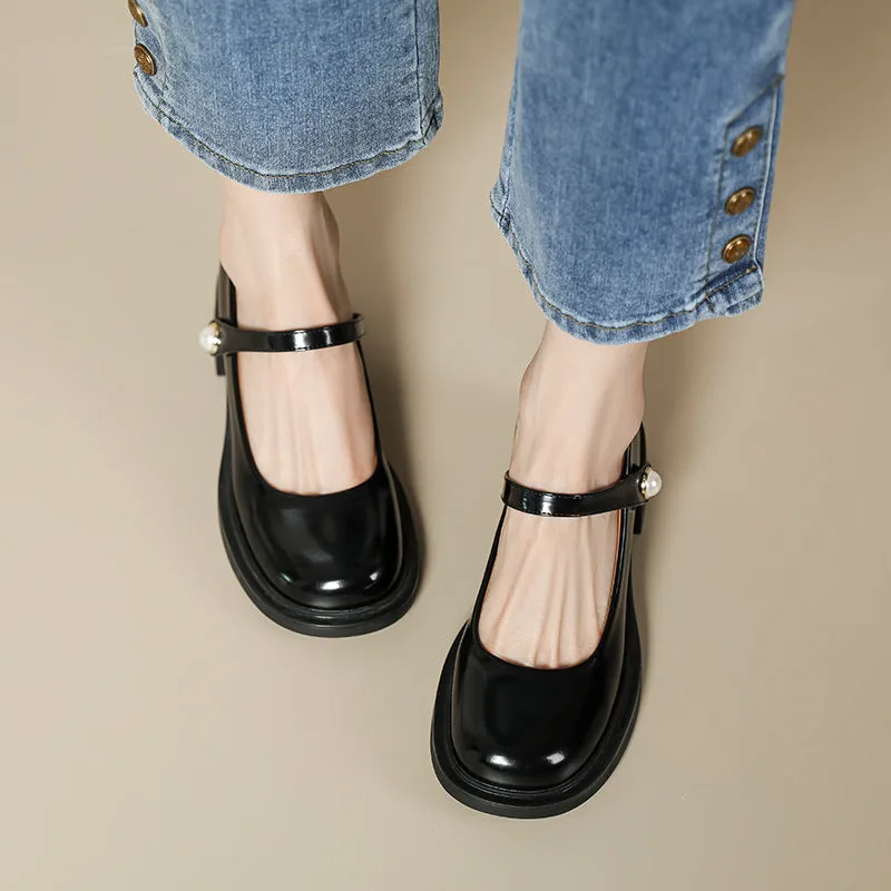 Chic French Style for Women Round-Toe Mary Janes Heels-Woolova