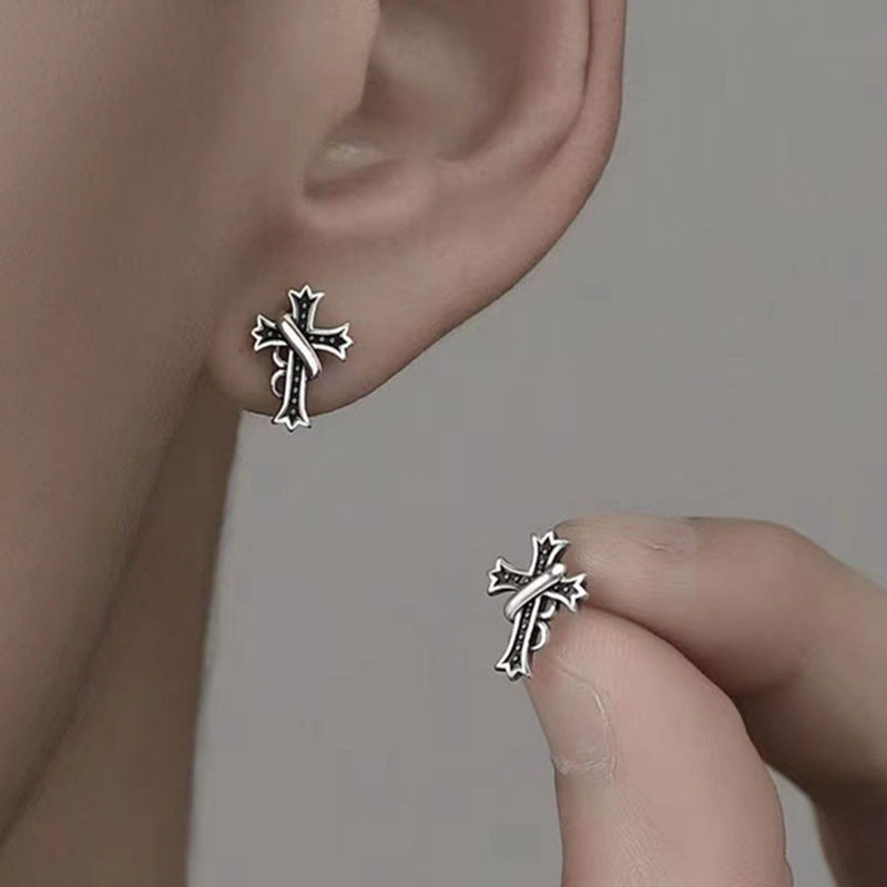 Vintage Cross Stud Earrings-Woolova