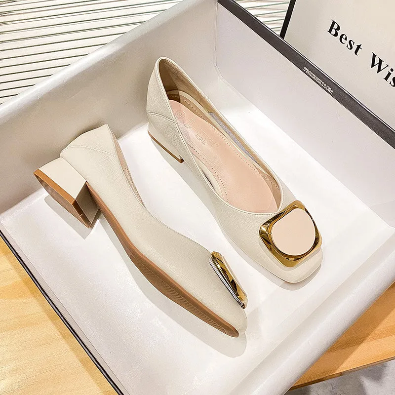 Women Fashion Cowhide Pumps Dress Shoes-Woolova