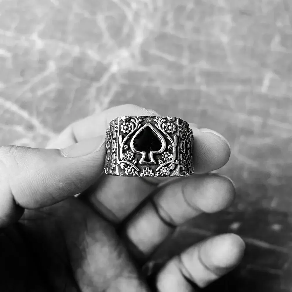 Ace Of Spades Stainless Steel Biker Ring-Woolova