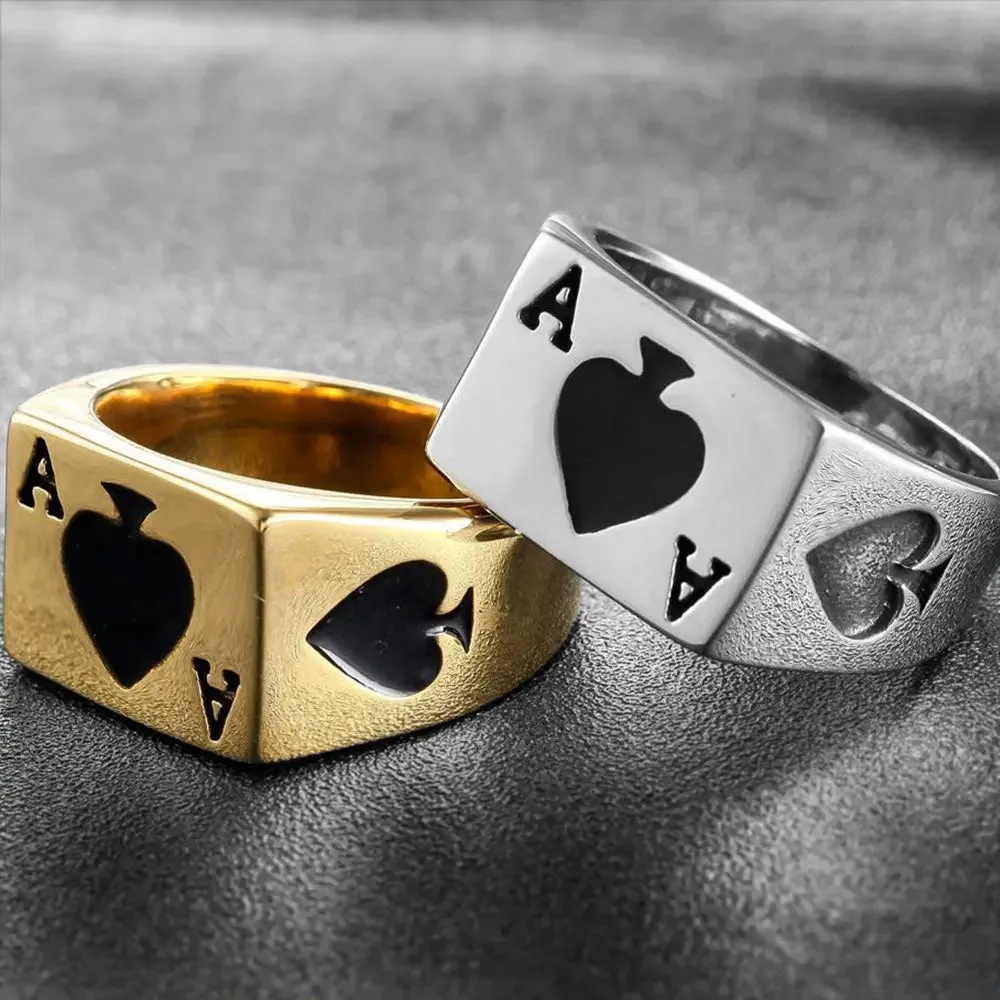 Ace of Spades Stainless Steel Ring-Woolova