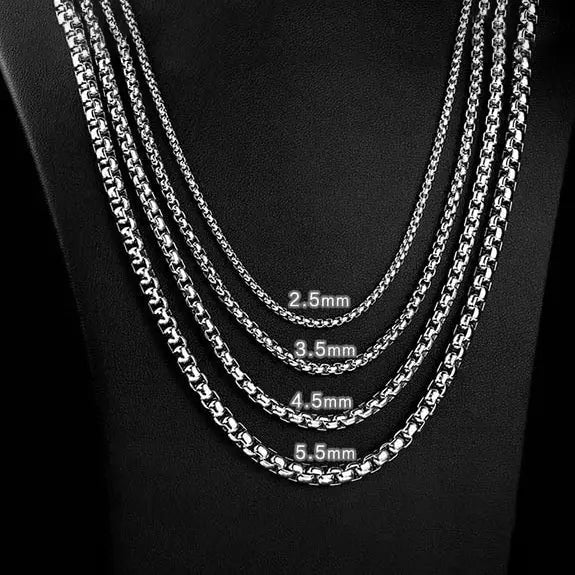 Box Chain Stainless Steel Necklace-Woolova