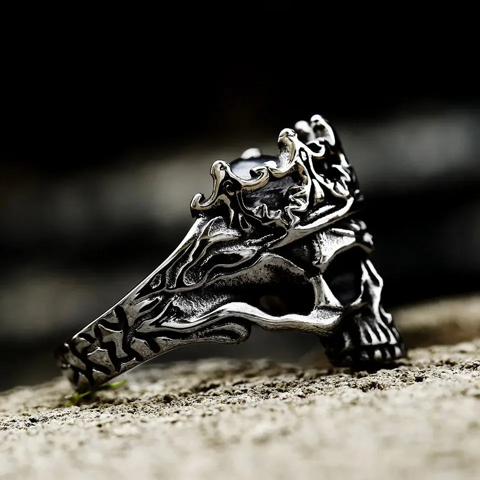 Classical Noble Crown Skull Stainless Steel Ring-Woolova