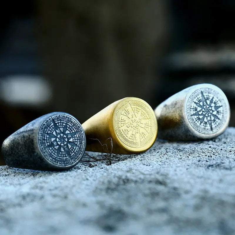 Compass Stainless Steel Ring-Woolova