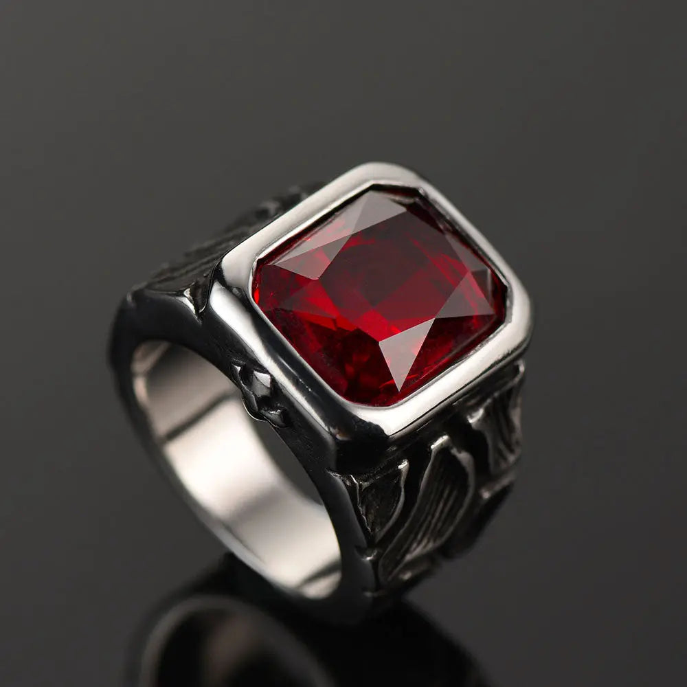 Cracked Rock Style Gemstone Stainless Steel Ring-Woolova