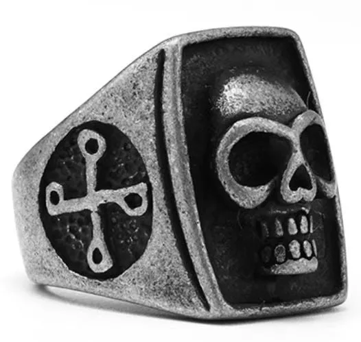 Cross Skull Ring Stainless Steel Ring-Woolova