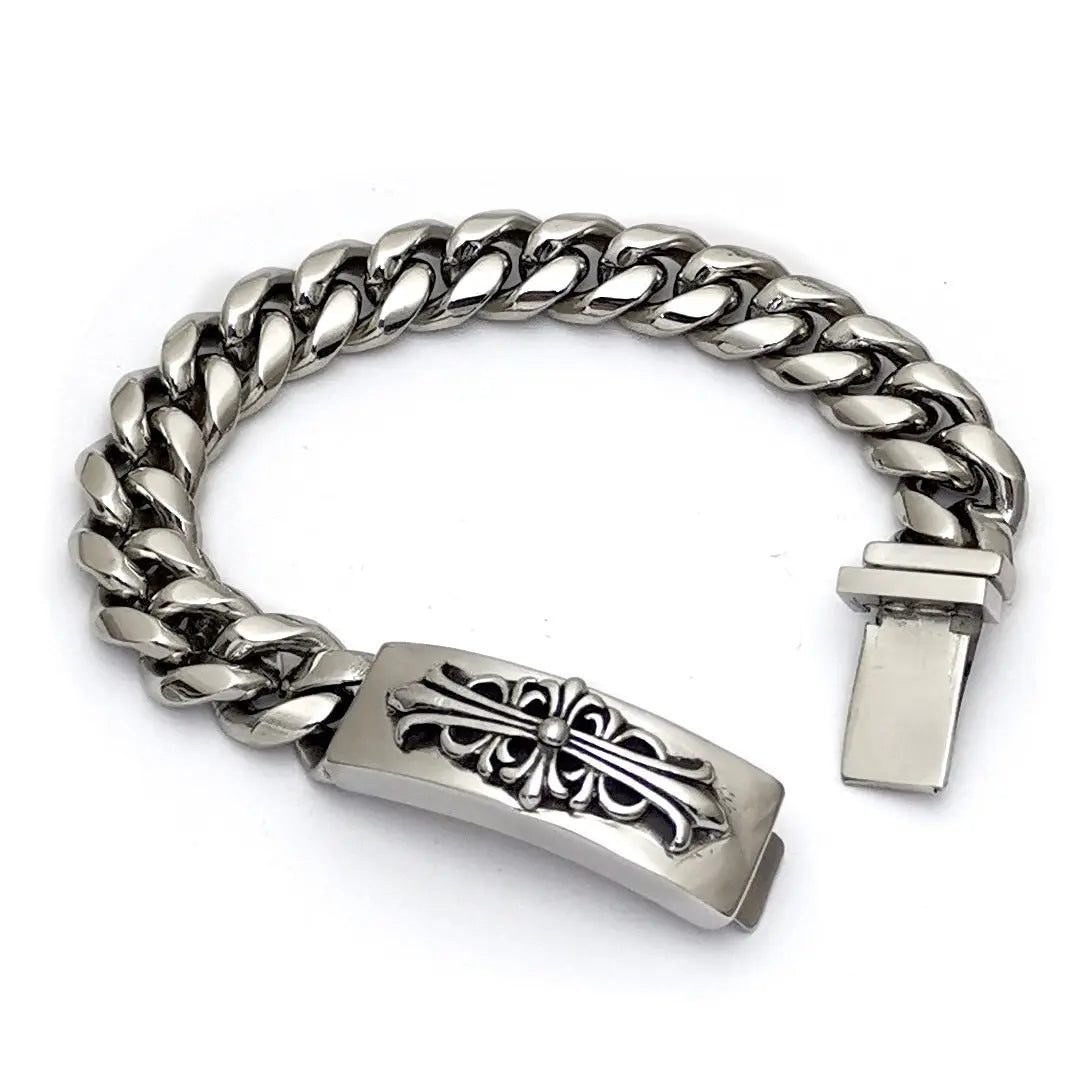 Cuban Link Cross Clasp Stainless Steel Bracelet-Woolova
