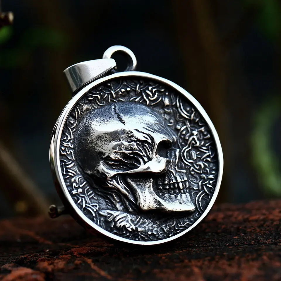 Double-Sided 3D Skull Stainless Steel Pendant-Woolova