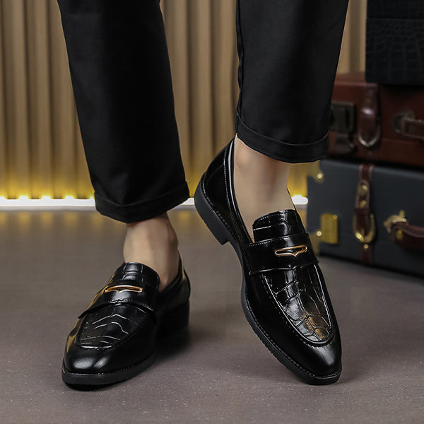 MEN'S LUXURY CROCODILE EMBOSSING LOAFER SHOES 37830972YL-Woolova