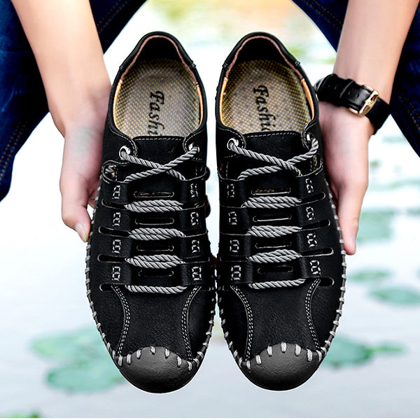 MEN'S CASUAL BREATHABLE LEATHER SHOES 58707465YL-Woolova