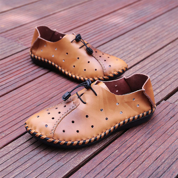 MEN'S CASUAL BREATHABLE LEATHER SHOES 56419388YL-Woolova