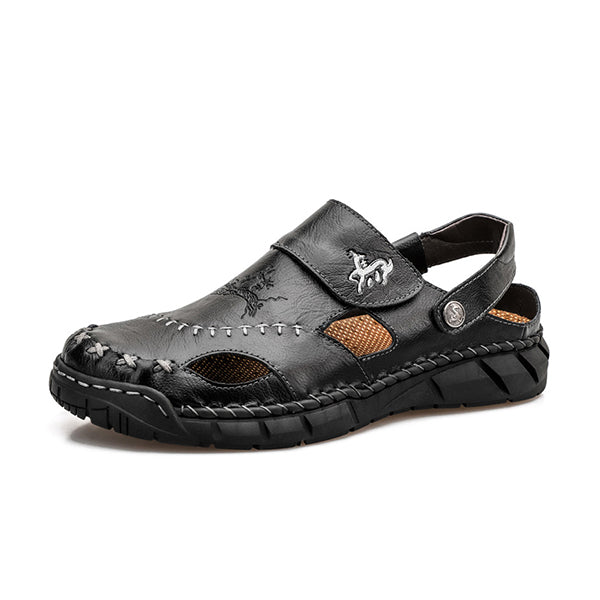 MEN'S BREATHABLE LEATHER SANDALS 94584703YL-Woolova
