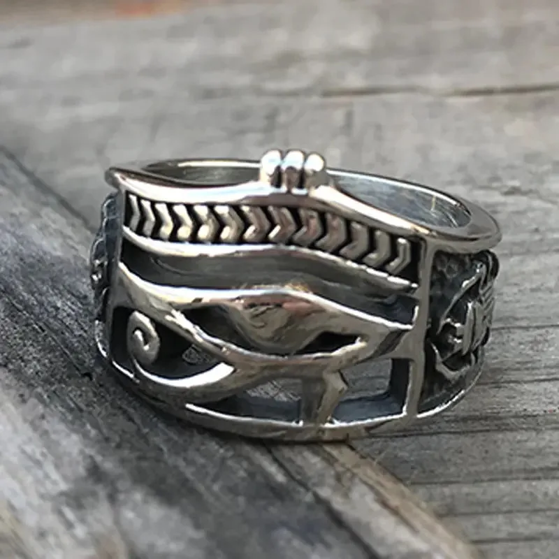 Egyptian Eye of Ra Stainless Steel Ring-Woolova
