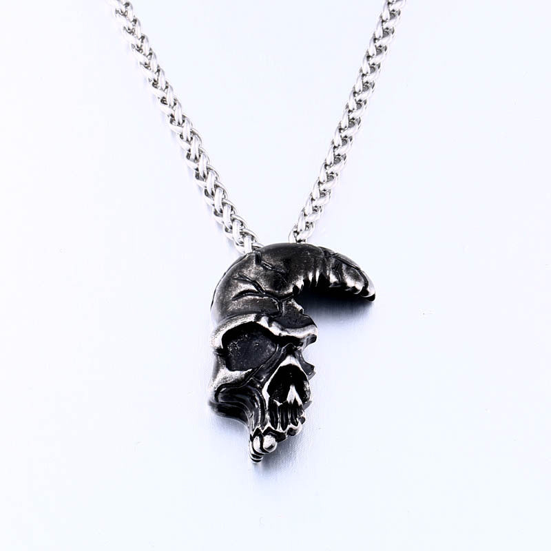 Enigmatic Half-Face Skull Pendant-Woolova