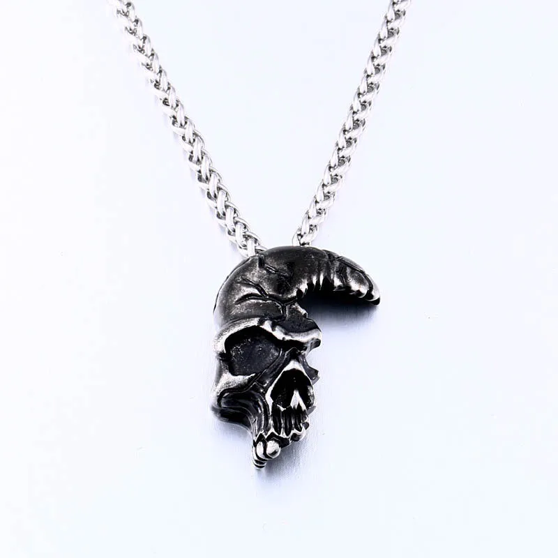 Enigmatic Half-Face Skull Pendant-Woolova