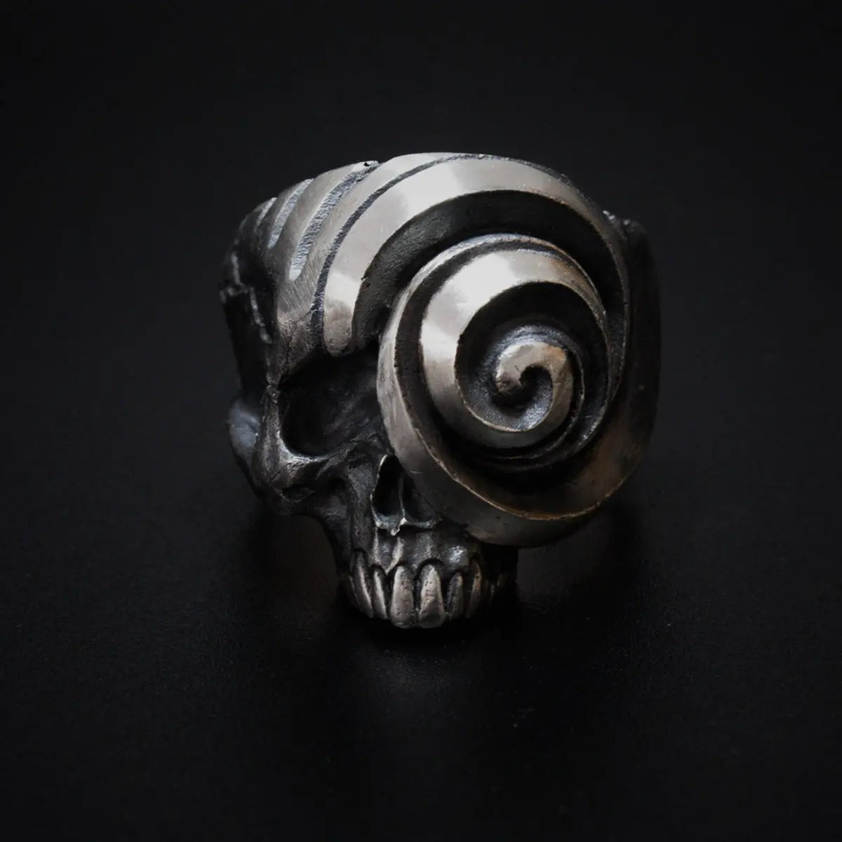 Eye Of The Spiral Skull Sterling Silver Ring-Woolova