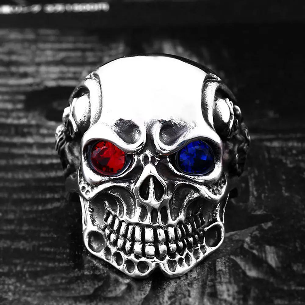 Gemstone Eyes Skull Ring-Woolova