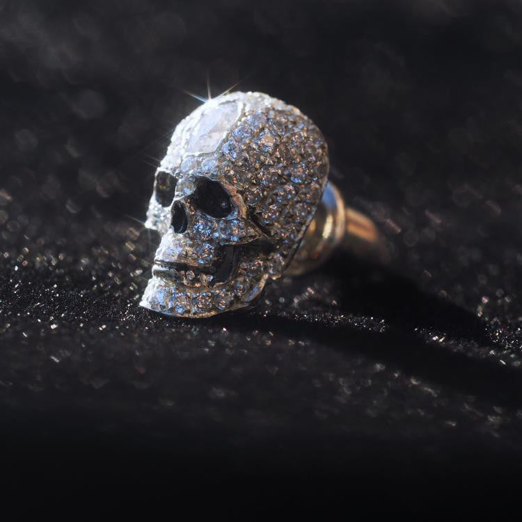 God's Eye Skull Sterling Silver Moissanite Stud Earrings-Woolova
