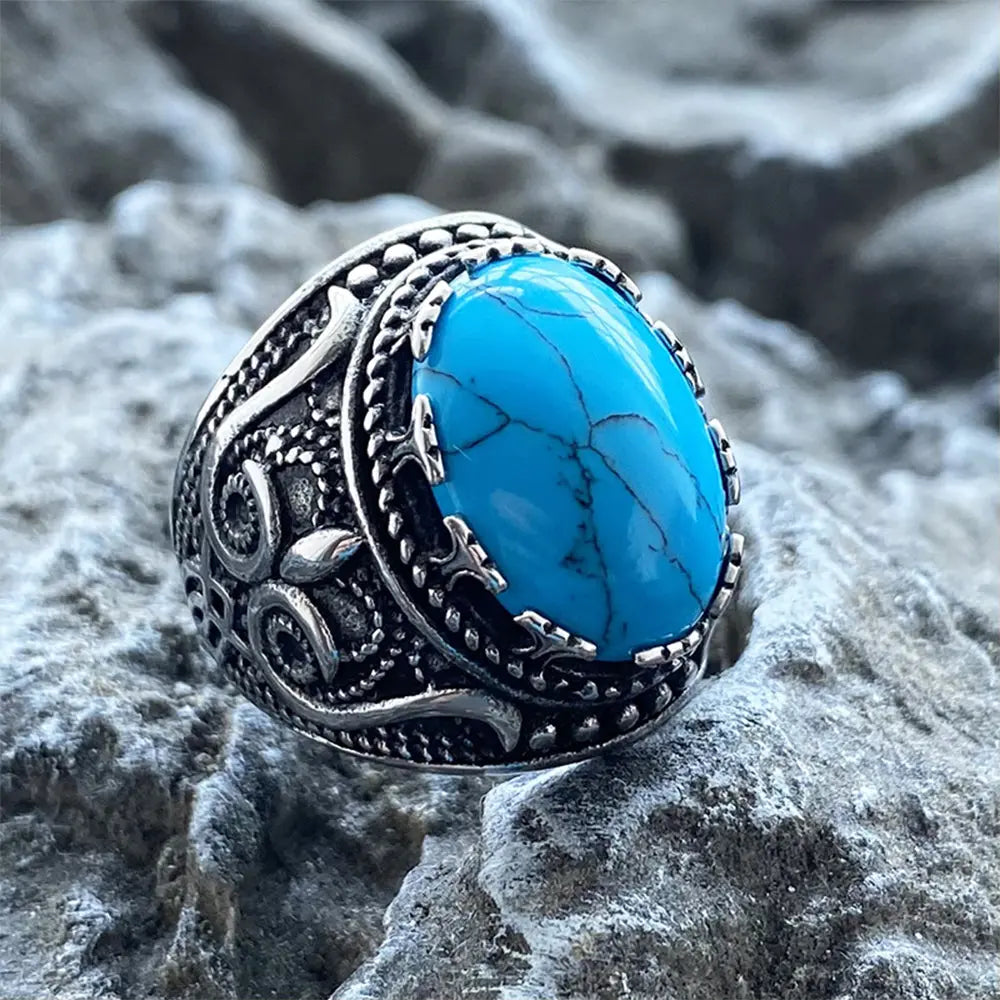 Gothic Style Gemstone Stainless Steel Ring-Woolova