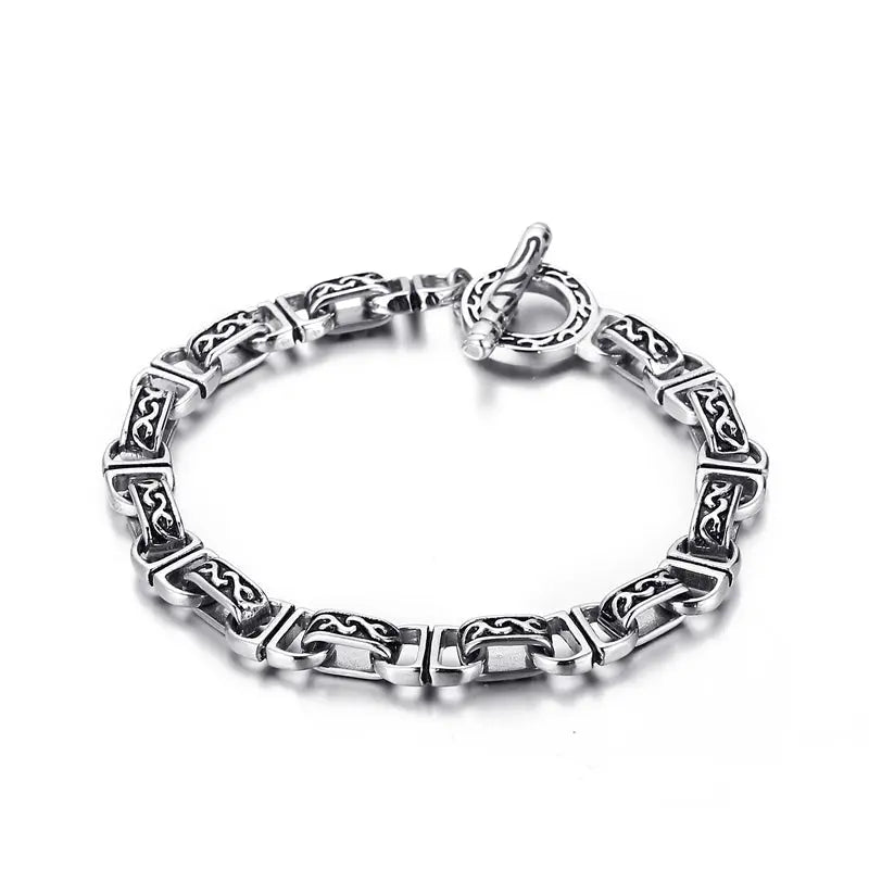 Hip Hop Toggle Clasp Stainless Steel Bracelet-Woolova
