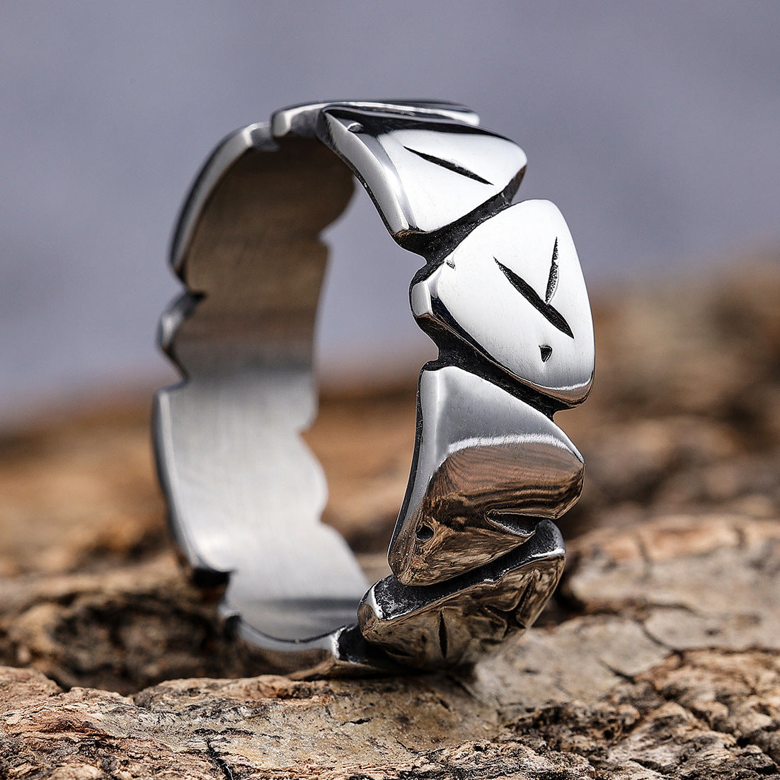 Hip Hop Wolf Paw Scratch Stainless Steel Ring-Woolova