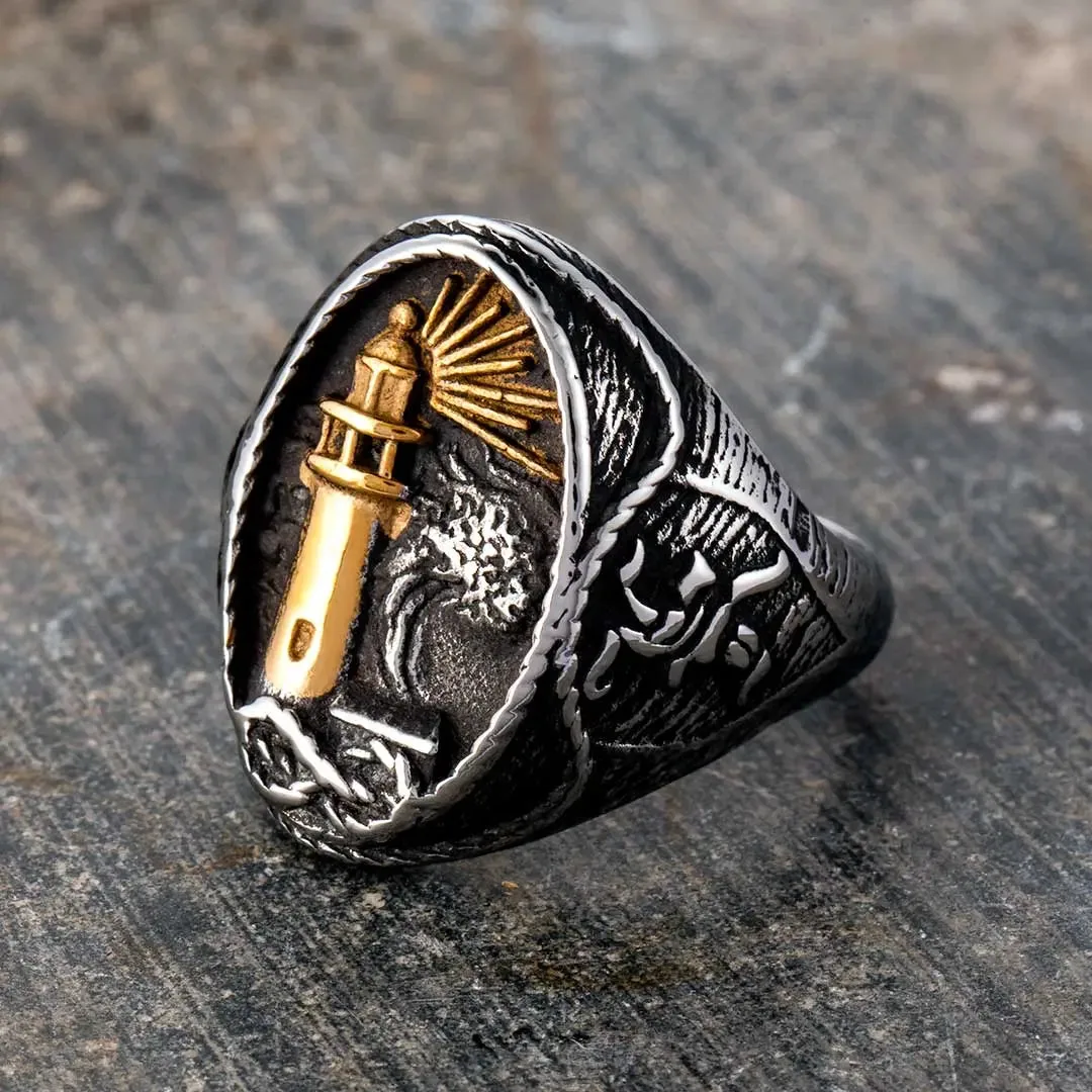 Lighthouse Stainless Steel Ring-Woolova